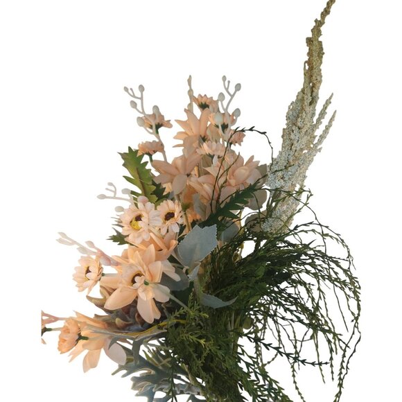 Silk Floral Arrangement Peach Beige Neutral Faux Bouquet 10 Stems Artificial Flo - Picture 10 of 16